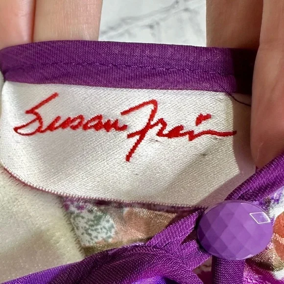 Susan Freis vintage multicolor ruffle tier abstract dress - Picture 13 of 15